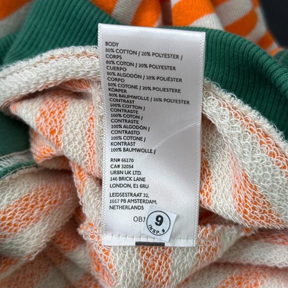 Free People Classic Striped Oversized Crewneck Womens XL Sweater Orange NEW - Picture 9 of 13